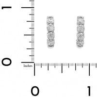 18K White Gold 4 Stone Round Diamond Huggie Earrings