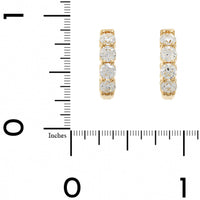 18K Yellow Gold 4 Stone Round Diamond Huggie Earrings