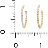 18K Yellow Gold 24 Stone Round Diamond Hoop Earrings
