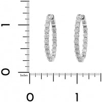 18K White Gold 16 Stone Inside Out Round Diamond Hoop Earrings