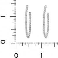18K White Gold 28 Stone Inside Out Oval Diamond Hoop Earrings