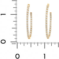18K Yellow Gold 28 Stone Oval Diamond Hoop Earrings