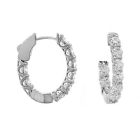 18K White Gold 8 Stone Inside Out Oval Diamond Hoop Earrings