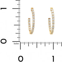 18K Yellow Gold 16 Stone Inside Out Oval Diamond Hoop Earrings