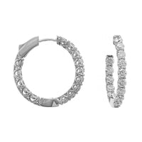 18K White Gold 14 Stone Inside Out Diamond Hoop Earrings