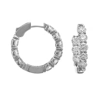 14K White Gold Inside Out Round Diamond Hoop Earrings