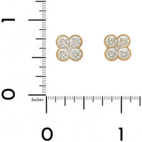 14K Yellow Gold Round Diamond Quatrefoil Stud Earrings