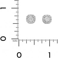 14K White Gold Round Diamond Halo Stud Earrings