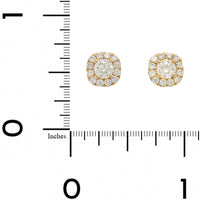 14K Yellow Gold Round Diamond Halo Stud Earrings