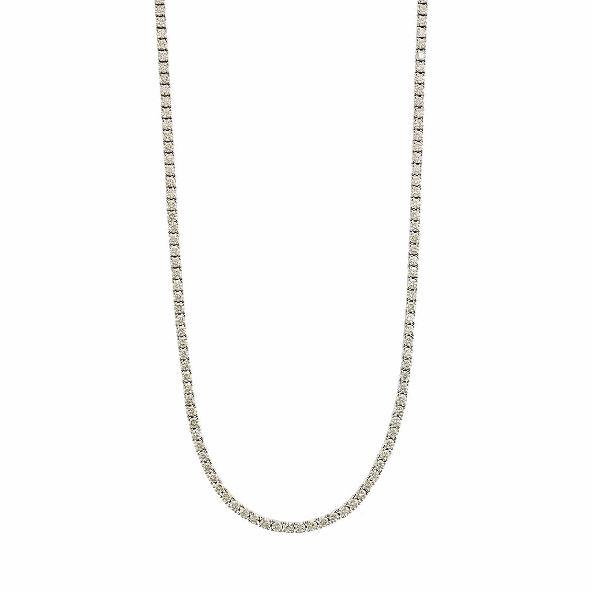 18K White Gold 4 Prong 16" Diamond Line Necklace