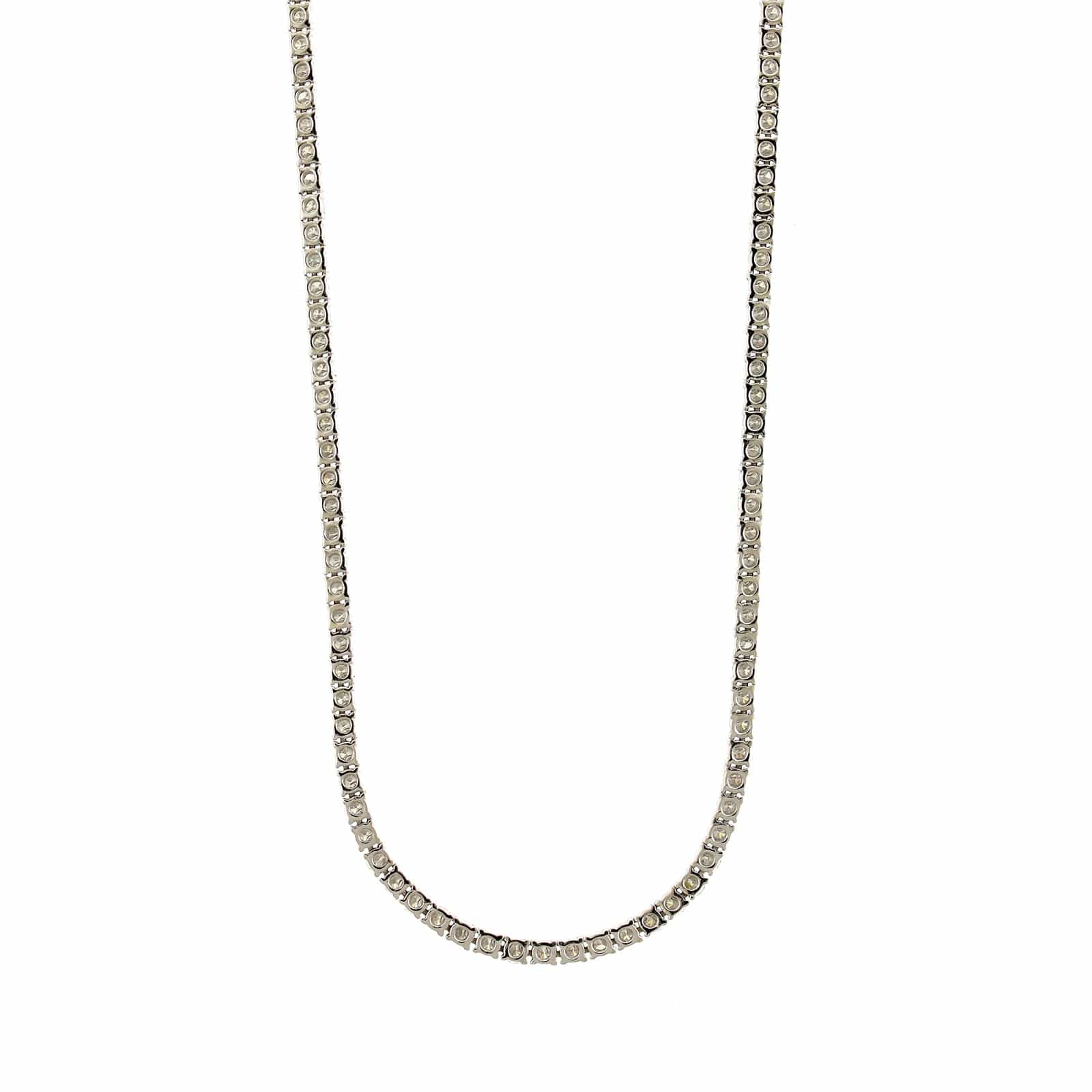 18K White Gold 4 Prong 16" Diamond Line Necklace