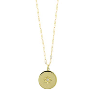18K Yellow Gold Diamond Star Medallion Pendant Necklace