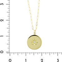 18K Yellow Gold Diamond Star Medallion Pendant Necklace