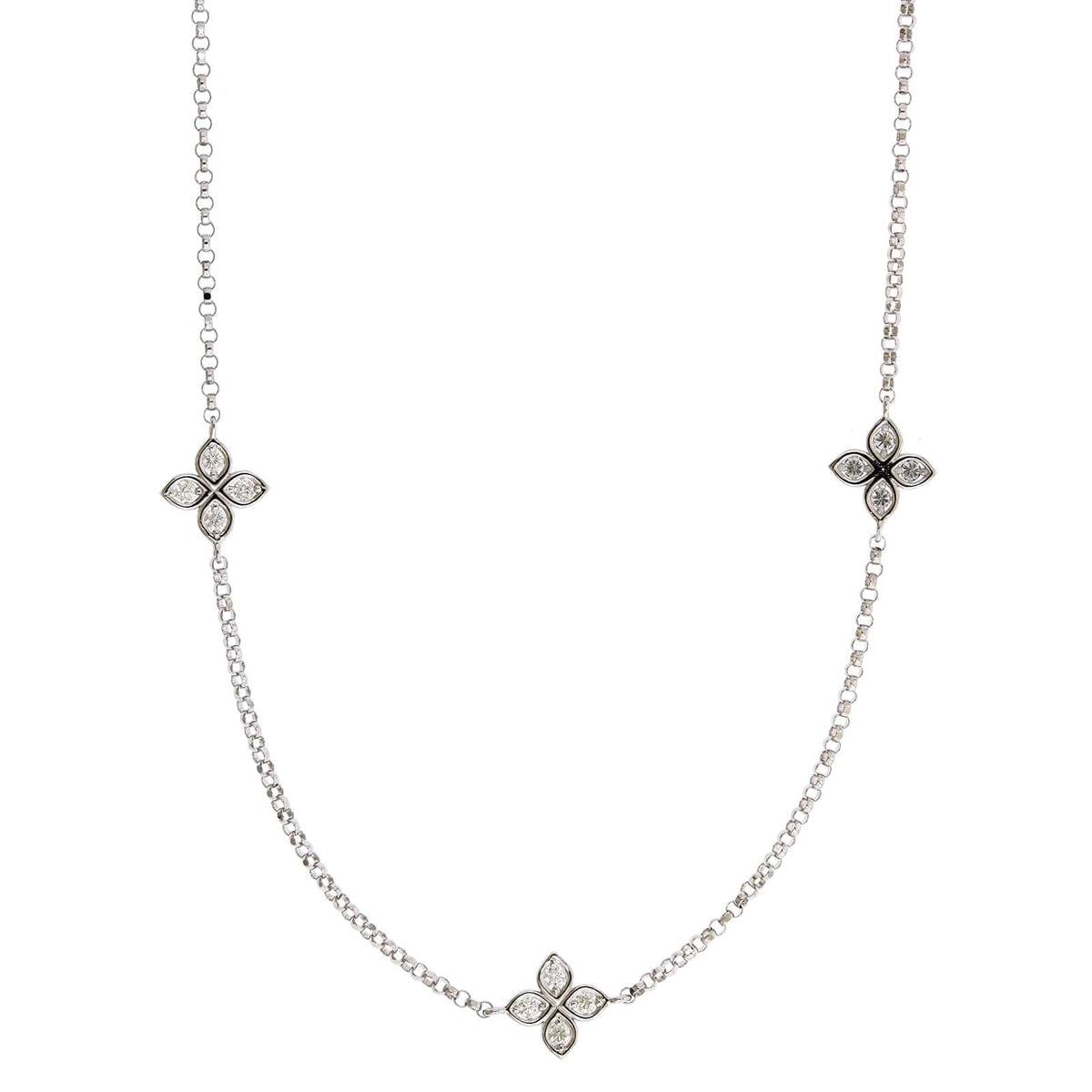 Roberto Coin 18K White Gold 5 Station "Love by The Inch" Diamond Necklace