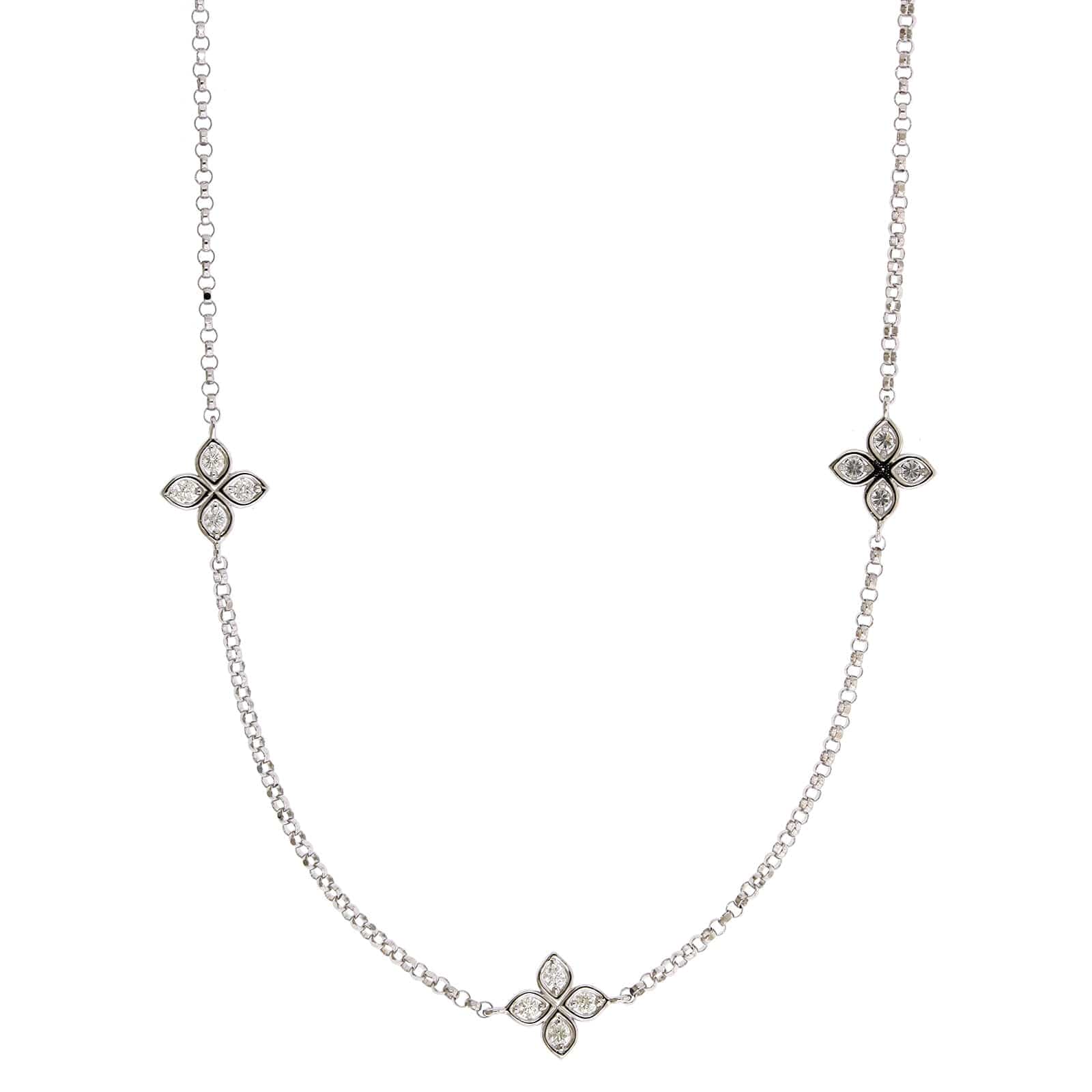 Roberto Coin 18K White Gold 5 Station "Love by The Inch" Diamond Necklace