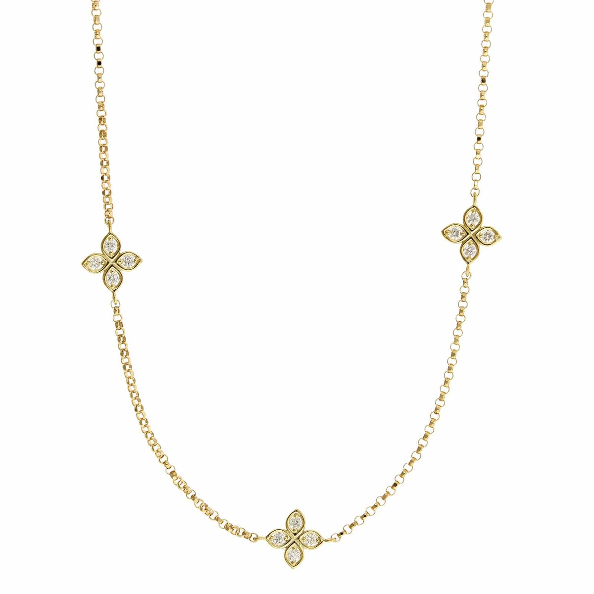 Roberto Coin 18K Yellow Gold 5 Station "Love by The Inch" Diamond Necklace