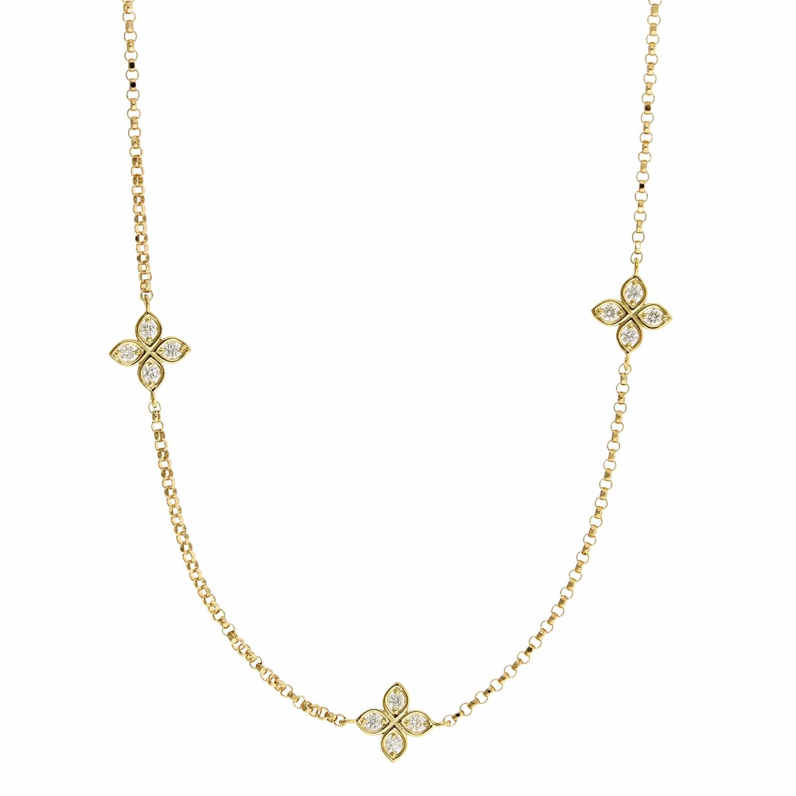 Roberto Coin 18K Yellow Gold 5 Station "Love by The Inch" Diamond Necklace