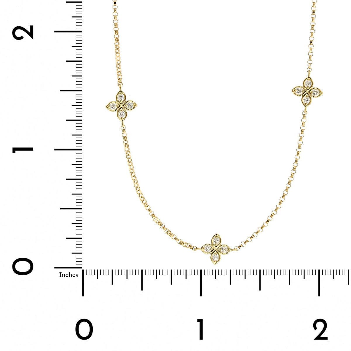 Roberto Coin 18K Yellow Gold 5 Station "Love by The Inch" Diamond Necklace