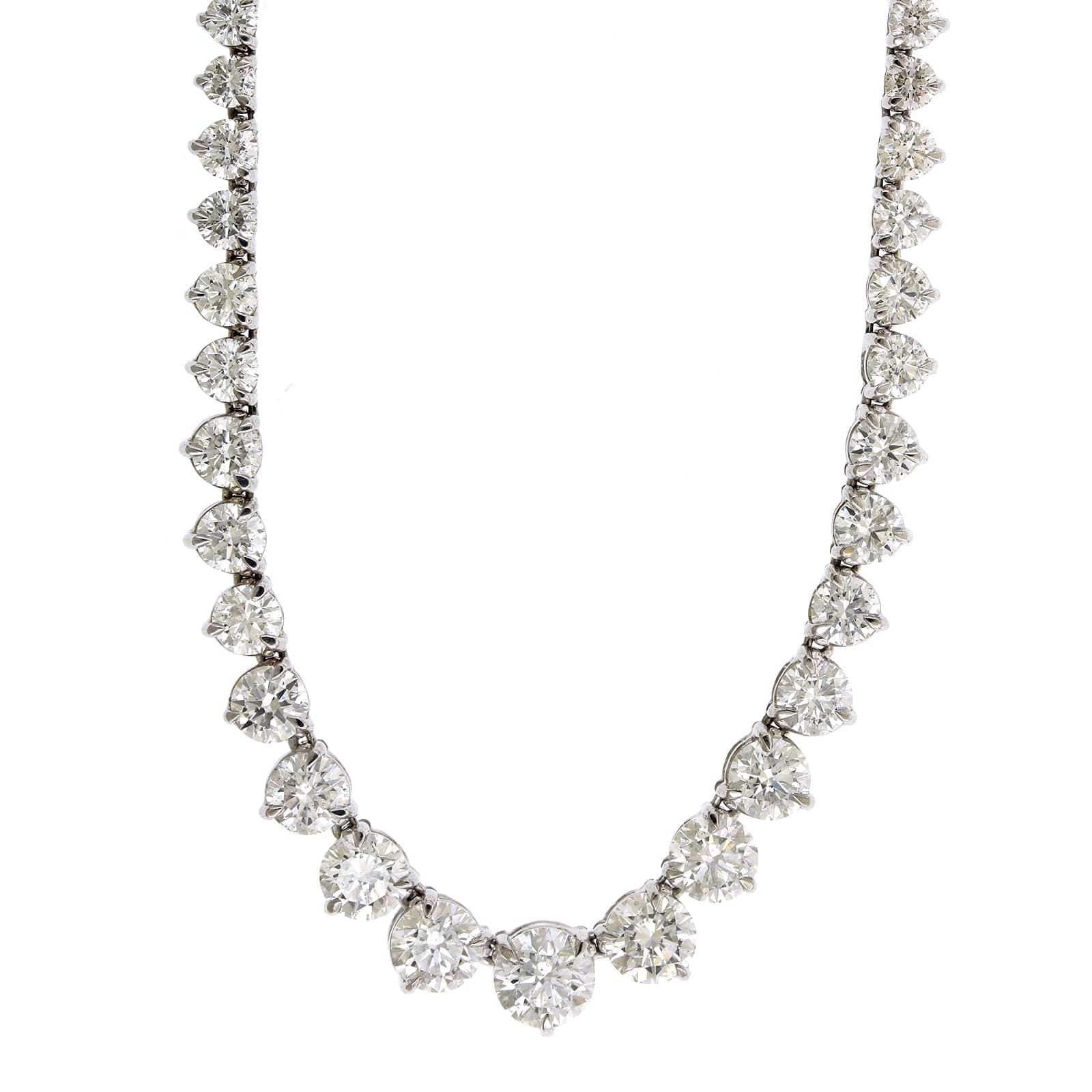 18K White Gold Graduated Diamond Tennis Necklace