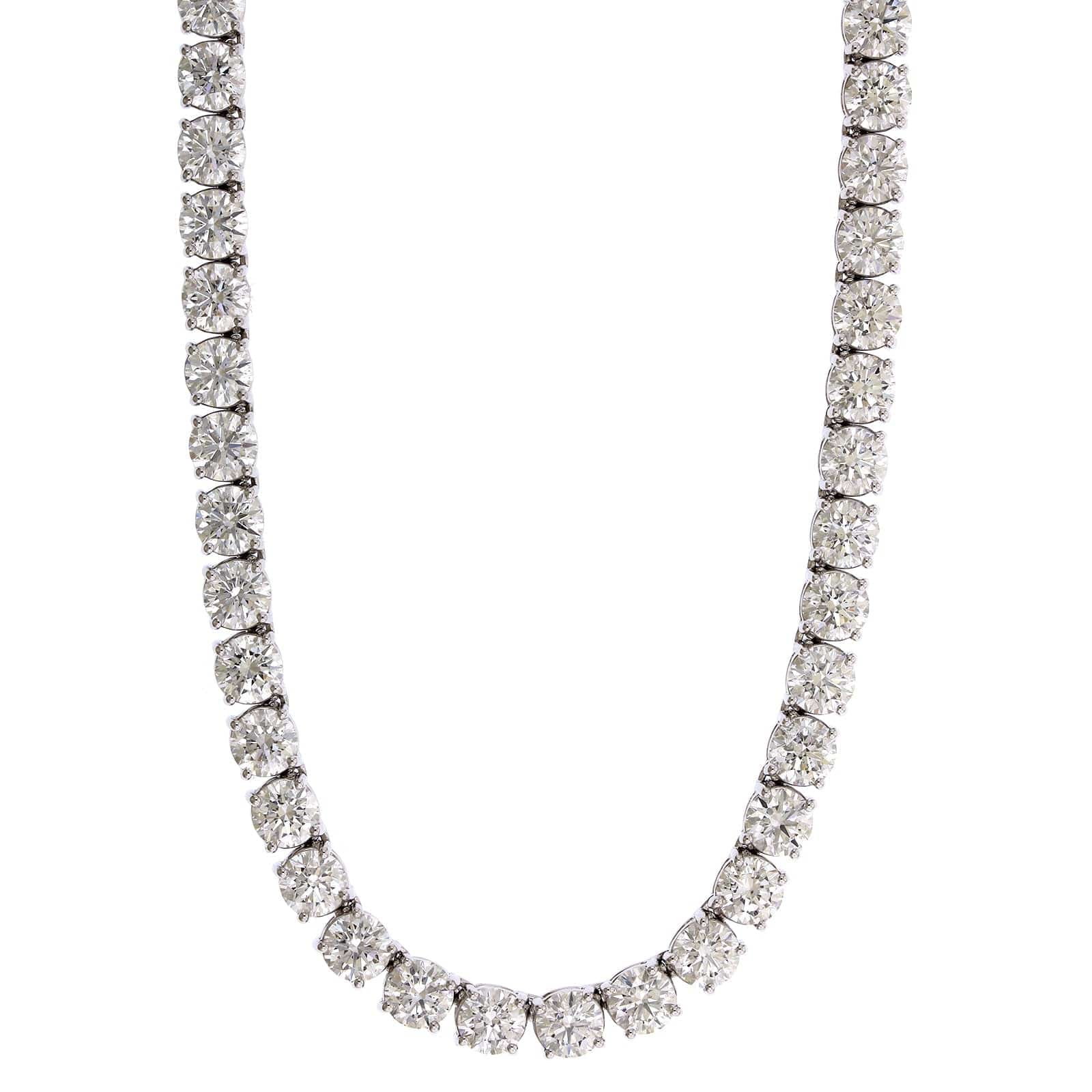 18K White Gold Diamond Tennis Necklace