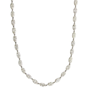 18K White Gold Marquise Cut Diamond Bezel Set Necklace