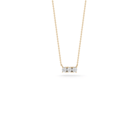 14K Yellow Gold 3 Stone Diamond Bar Necklace