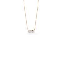 14K Yellow Gold 3 Stone Diamond Bar Necklace