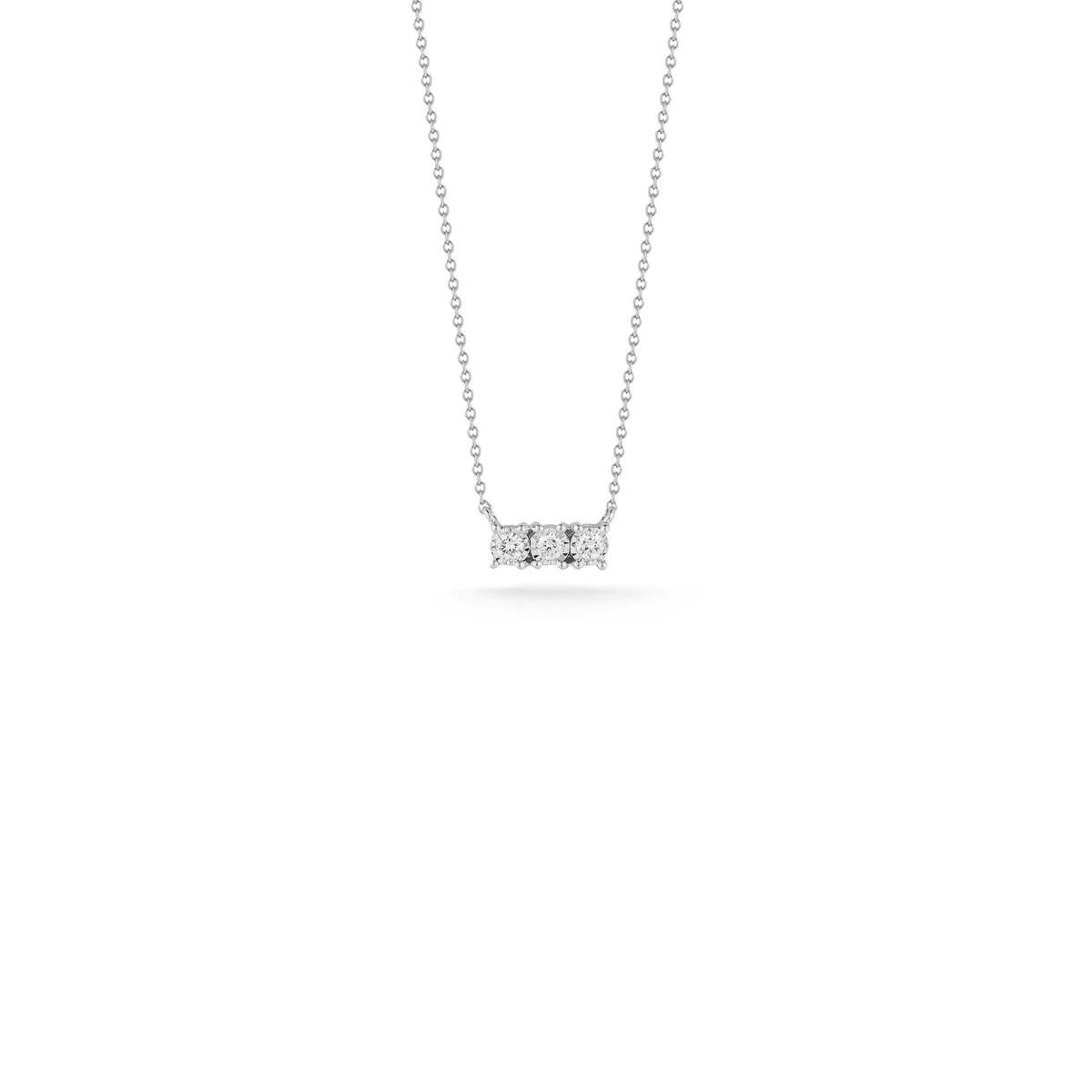 Dana Rebecca 14K White Gold 3 Stone Diamond Bar Necklace