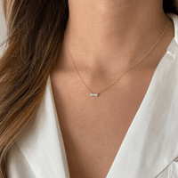 Dana Rebecca 14K White Gold 3 Stone Diamond Bar Necklace
