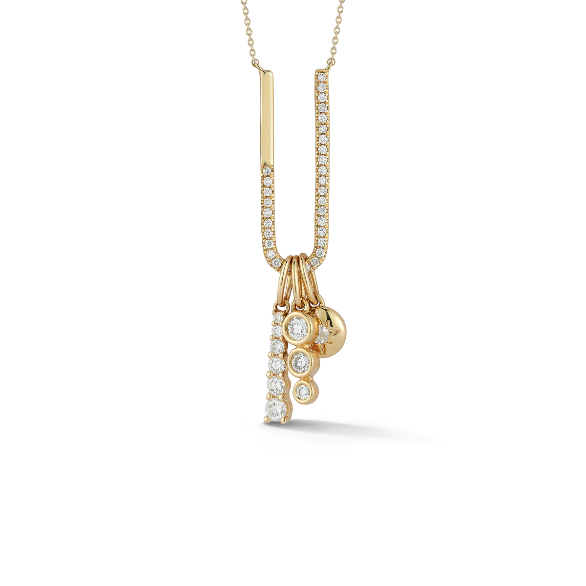 14K Yellow Gold 3 Removeable Charm Necklace