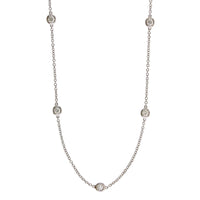 18K White Gold 9 Stone Adjustable Diamond Necklace