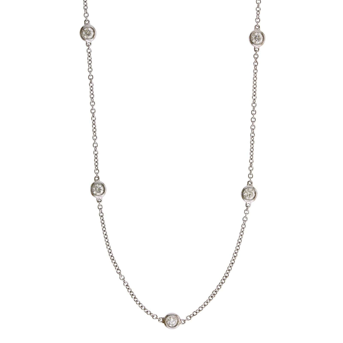 18K White Gold 9 Stone Adjustable Diamond Necklace