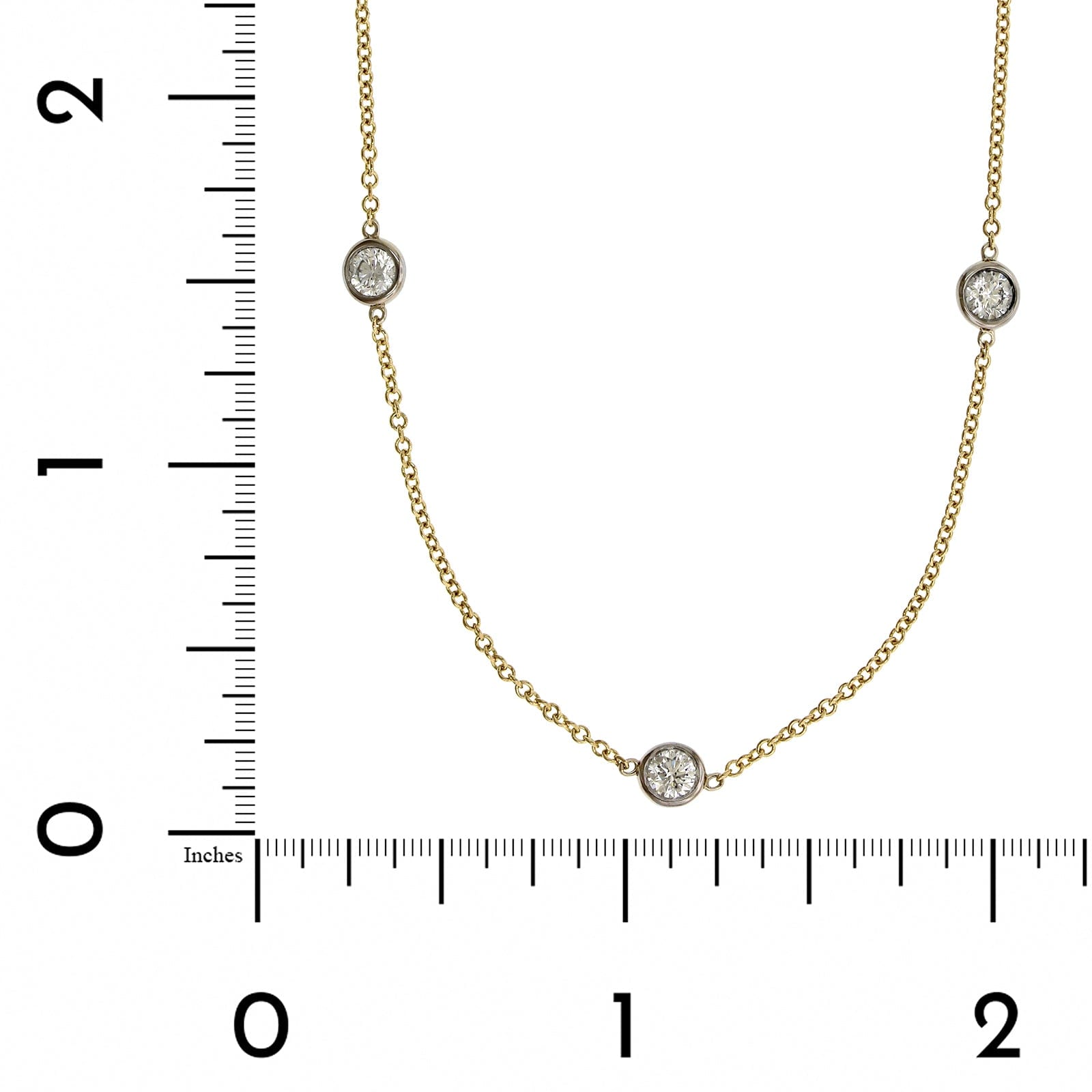 18K Yellow & White Gold 11 Stone Diamond Necklace