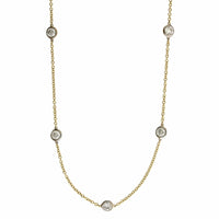 18K Yellow & White Gold 17 Stone Diamond Necklace