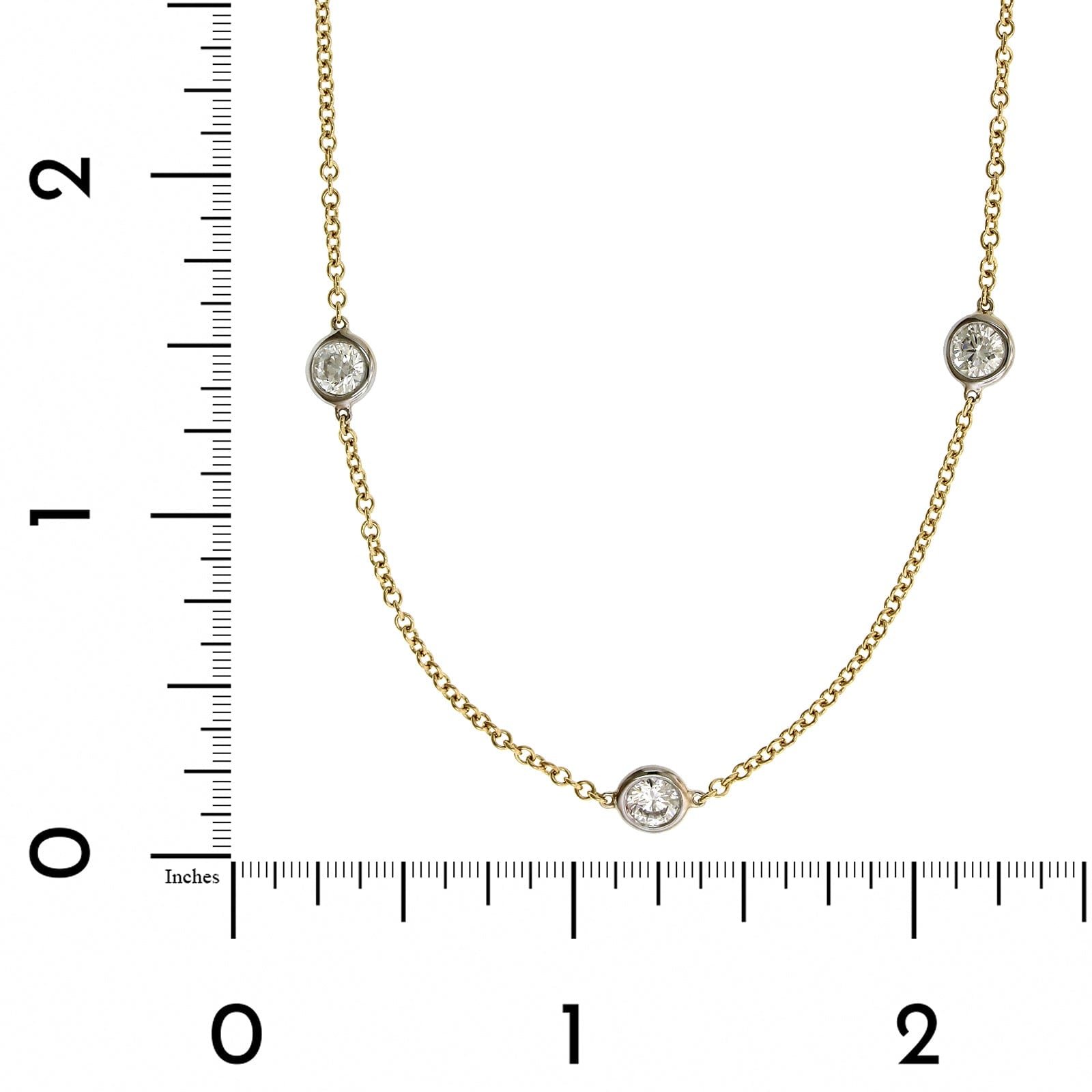 18K Yellow & White Gold 17 Stone Diamond Necklace
