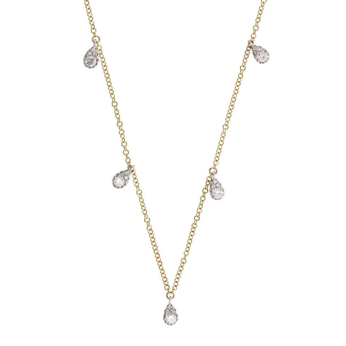 14K Yellow & White Gold Pear Diamond Necklace