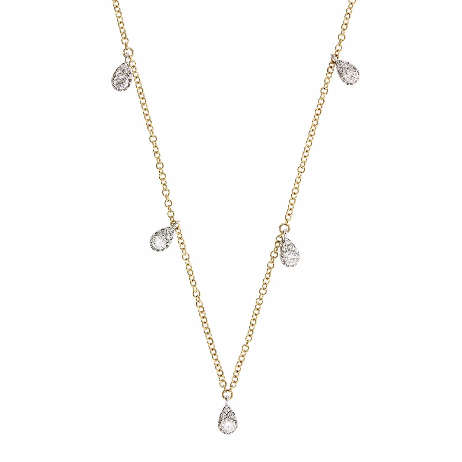 14K Yellow & White Gold Pear Diamond Necklace