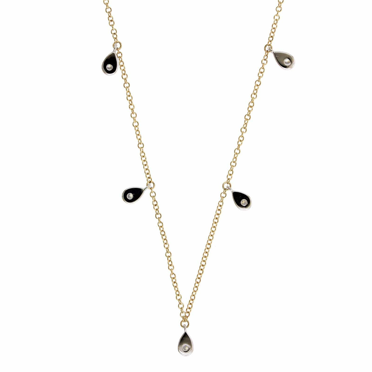 14K Yellow & White Gold Pear Diamond Necklace