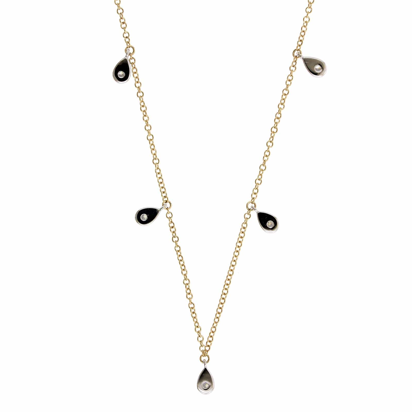 14K Yellow & White Gold Pear Diamond Necklace