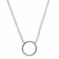 14K White Gold Pave Diamond Circle Necklace