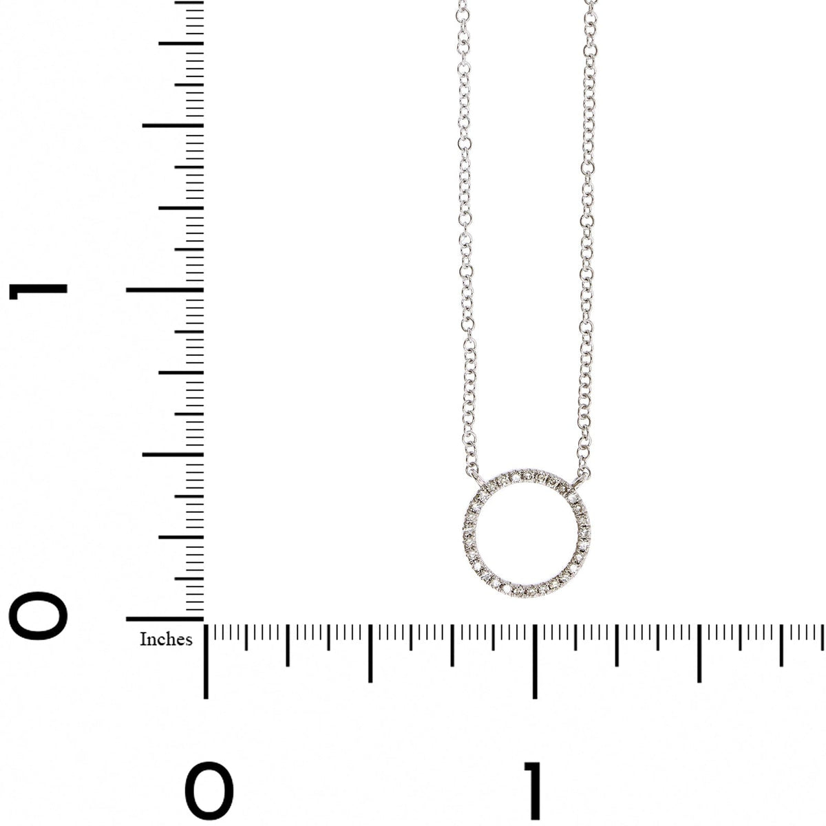 14K White Gold Pave Diamond Circle Necklace