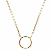 14K Yellow Gold Pave Diamond Circle Necklace