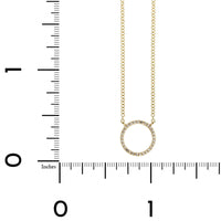14K Yellow Gold Pave Diamond Circle Necklace