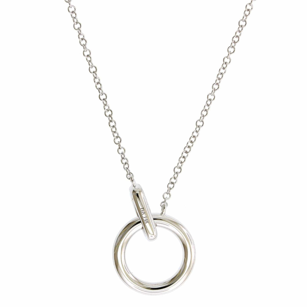 14K White Gold Pave Diamond Circle Necklace