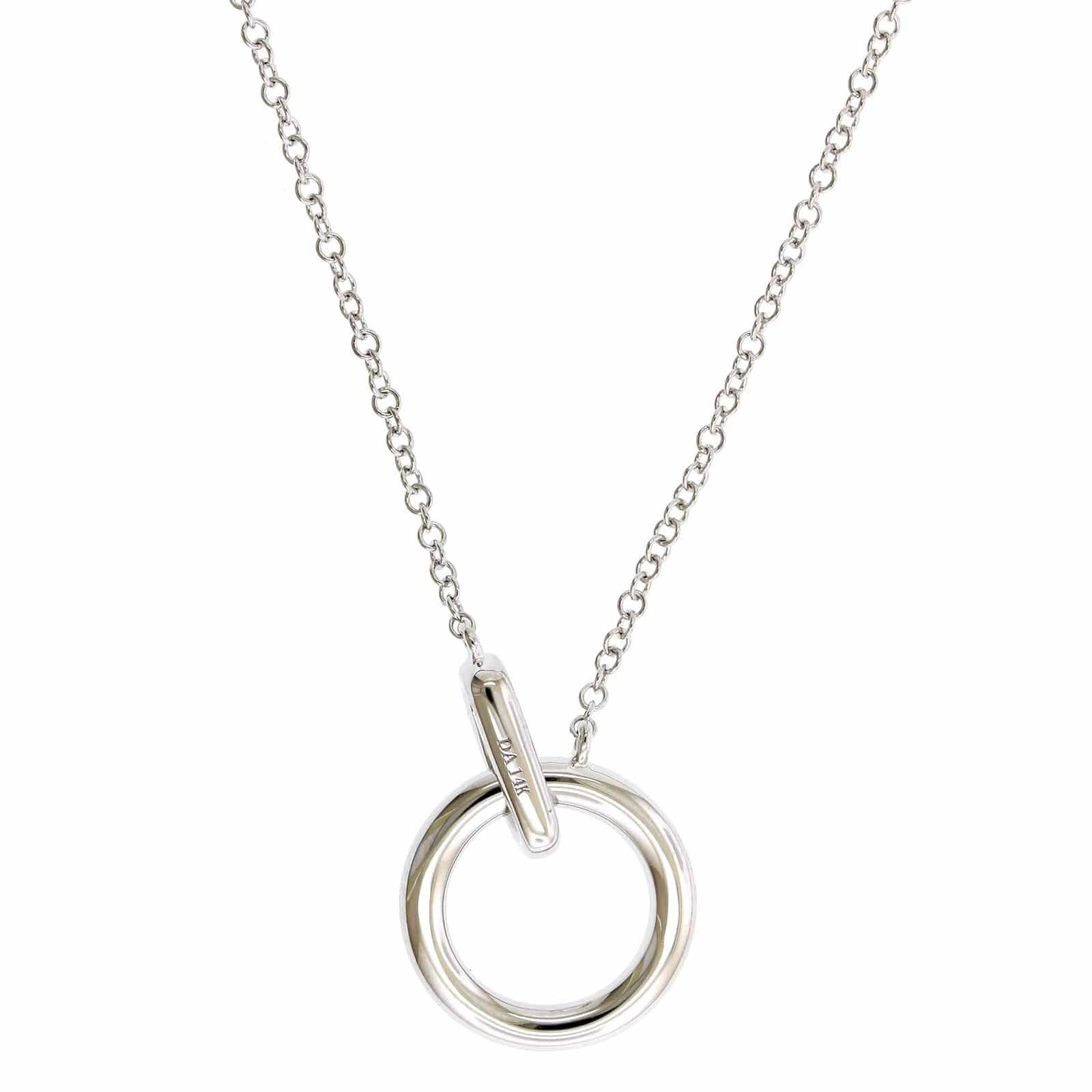 14K White Gold Pave Diamond Circle Necklace