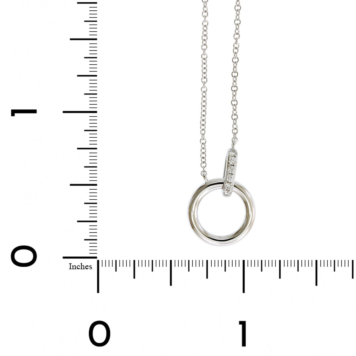 14K White Gold Pave Diamond Circle Necklace
