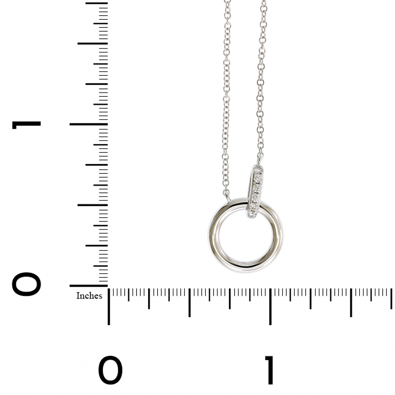 14K White Gold Pave Diamond Circle Necklace