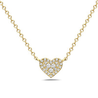 14K Yellow Gold Pave Diamond Heart Necklace