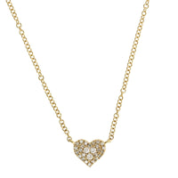 14K Yellow Gold Pave Diamond Heart Necklace