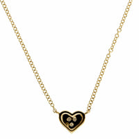 14K Yellow Gold Pave Diamond Heart Necklace